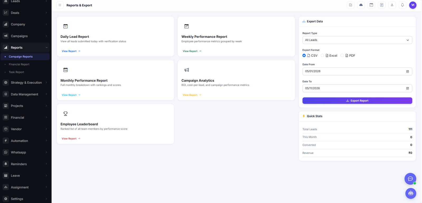 Campaign Reports