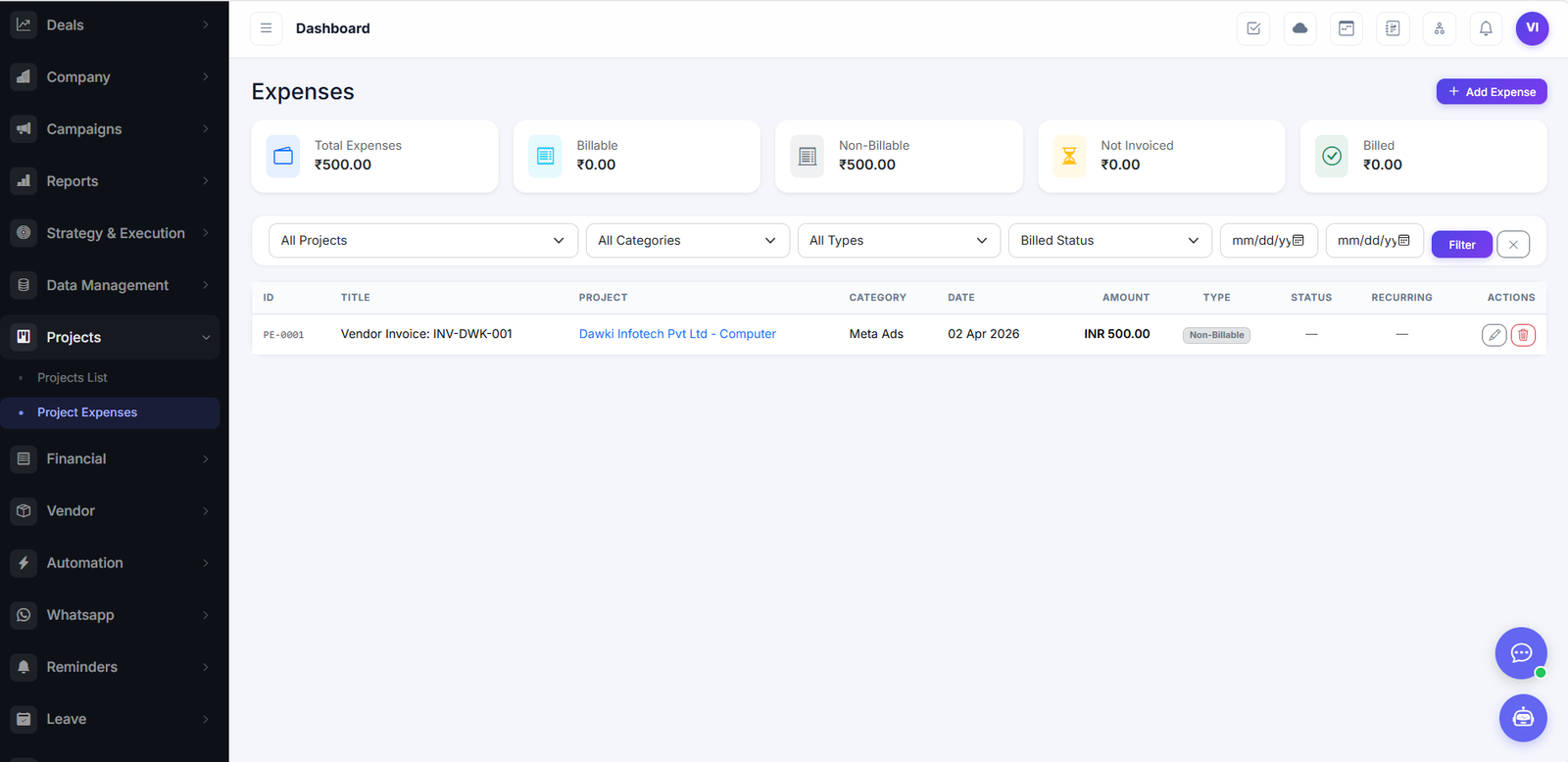 Project Expenses